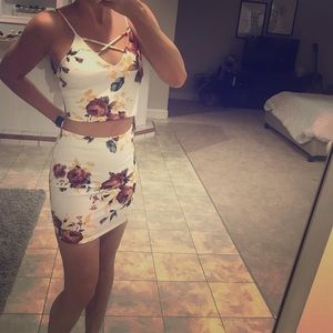 Two piece floral set with skirt